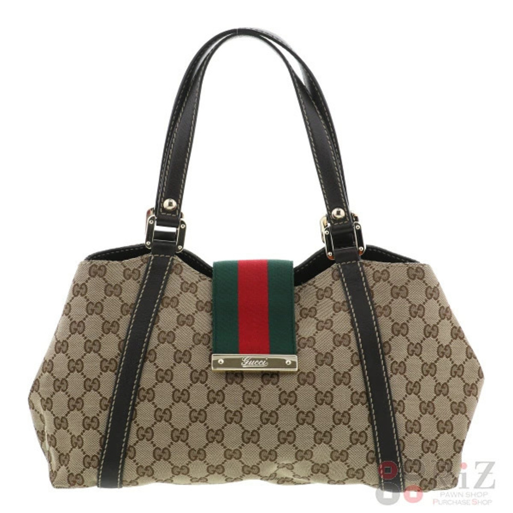 GUCCI GG Canvas Tote Bag Brown